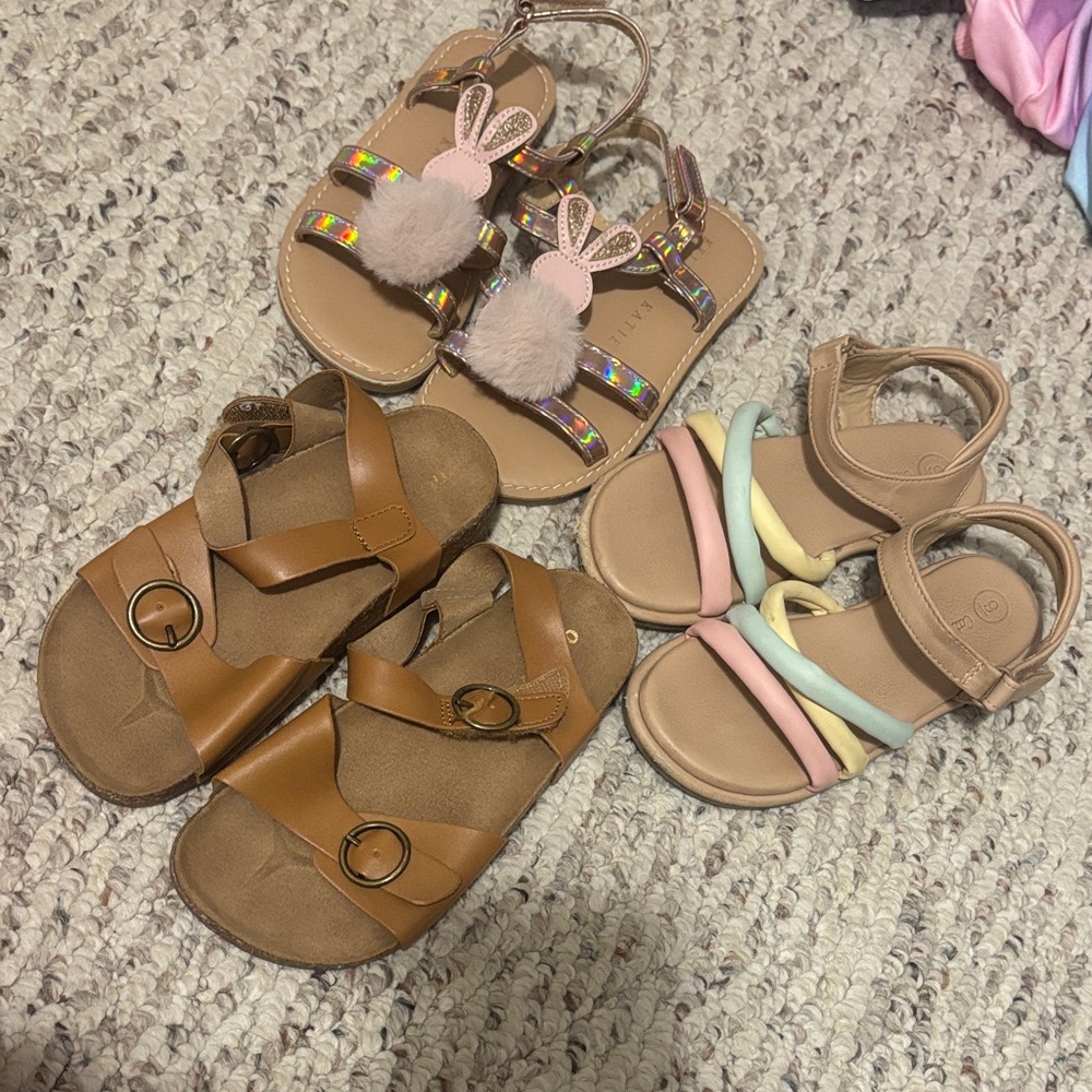 Cat & Jack Brown and Pastel Kids Sandals Set